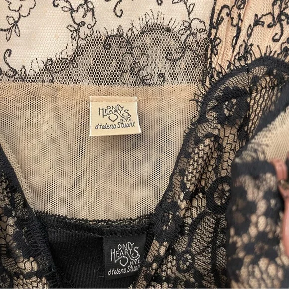 Only Hearts- Black & beige Lace Dress with Black Underlayer Slip-M - Picture 12 of 16